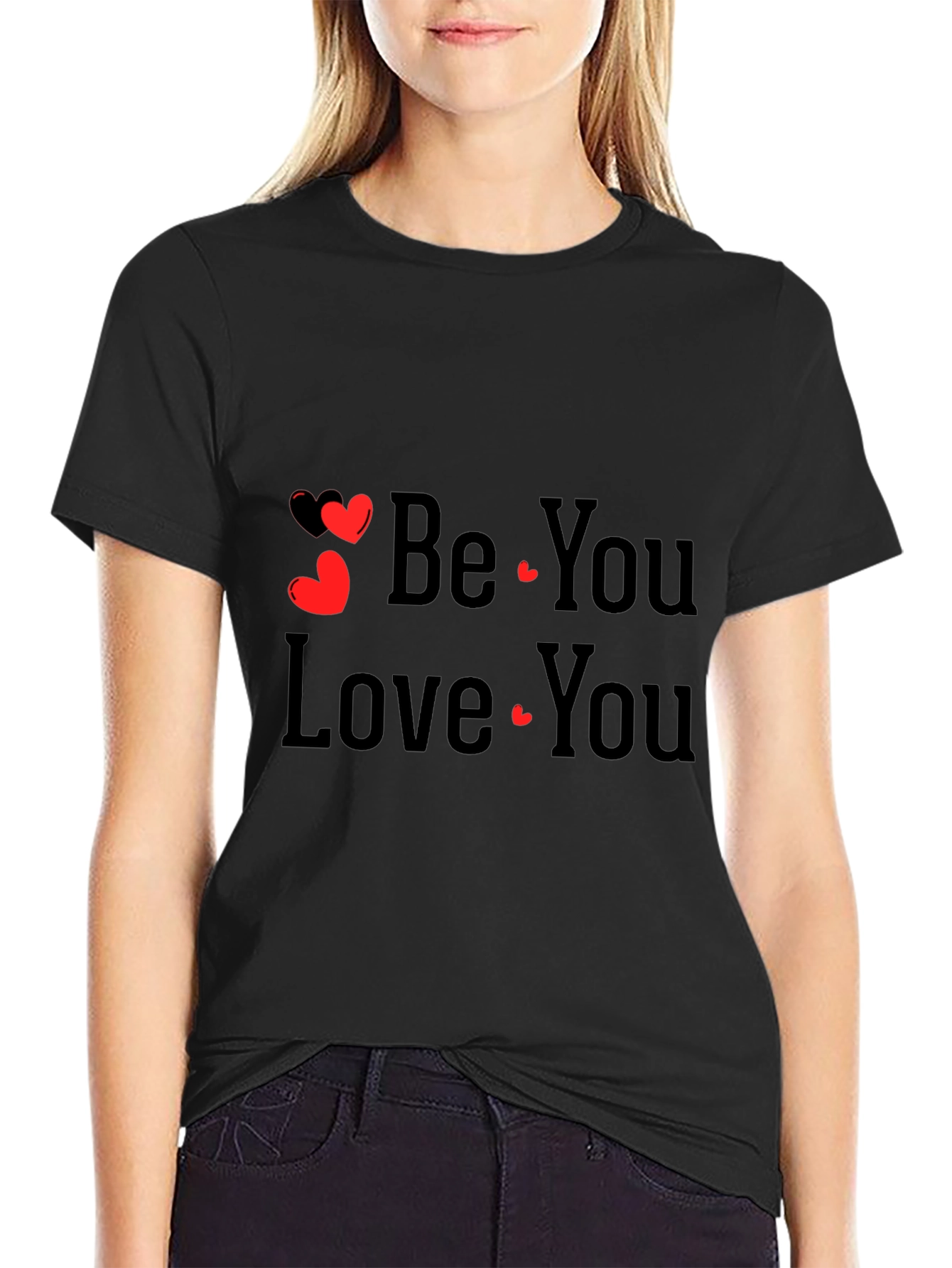 Be You Love You Black Graphic Tee