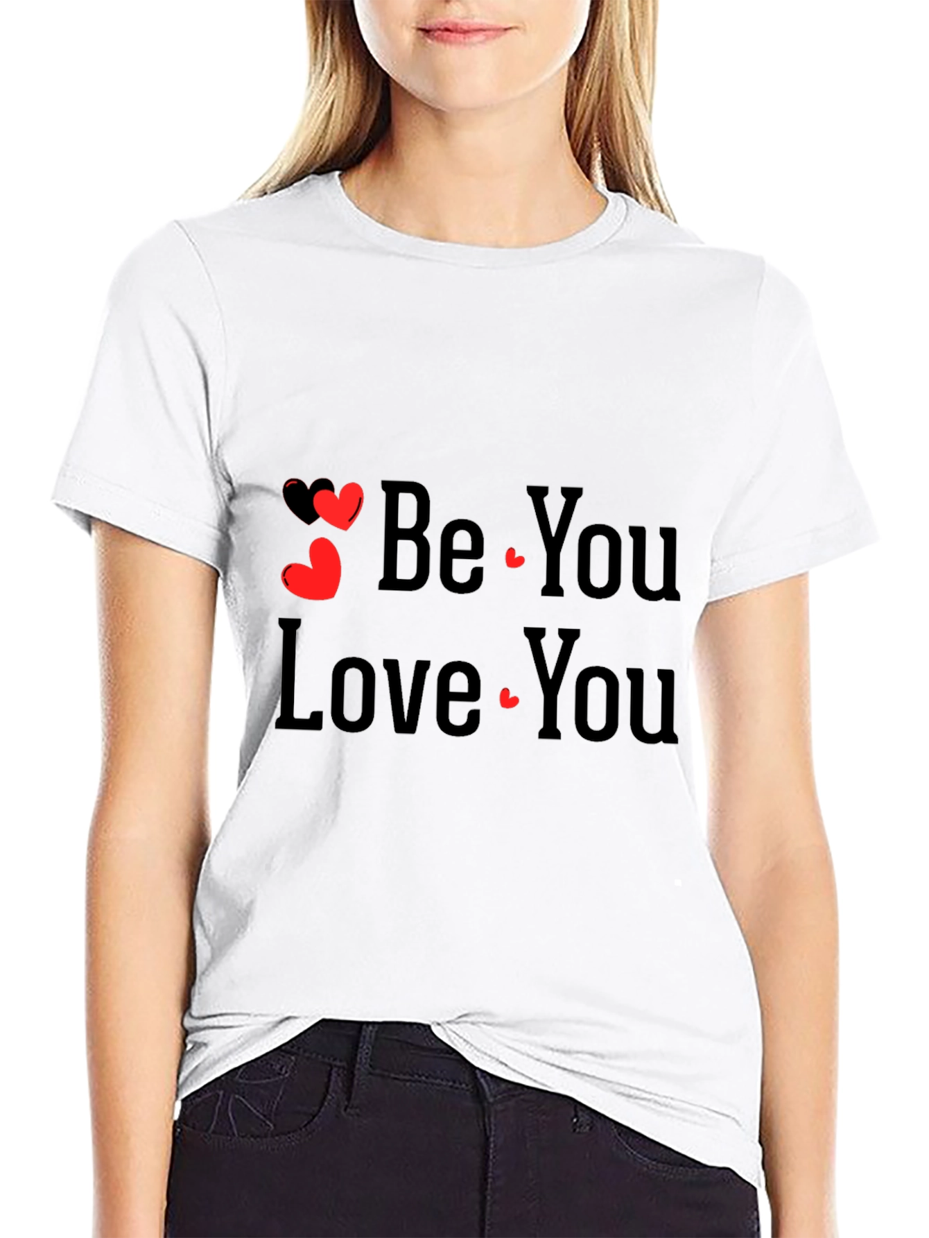 Be You Love You Black Graphic Tee