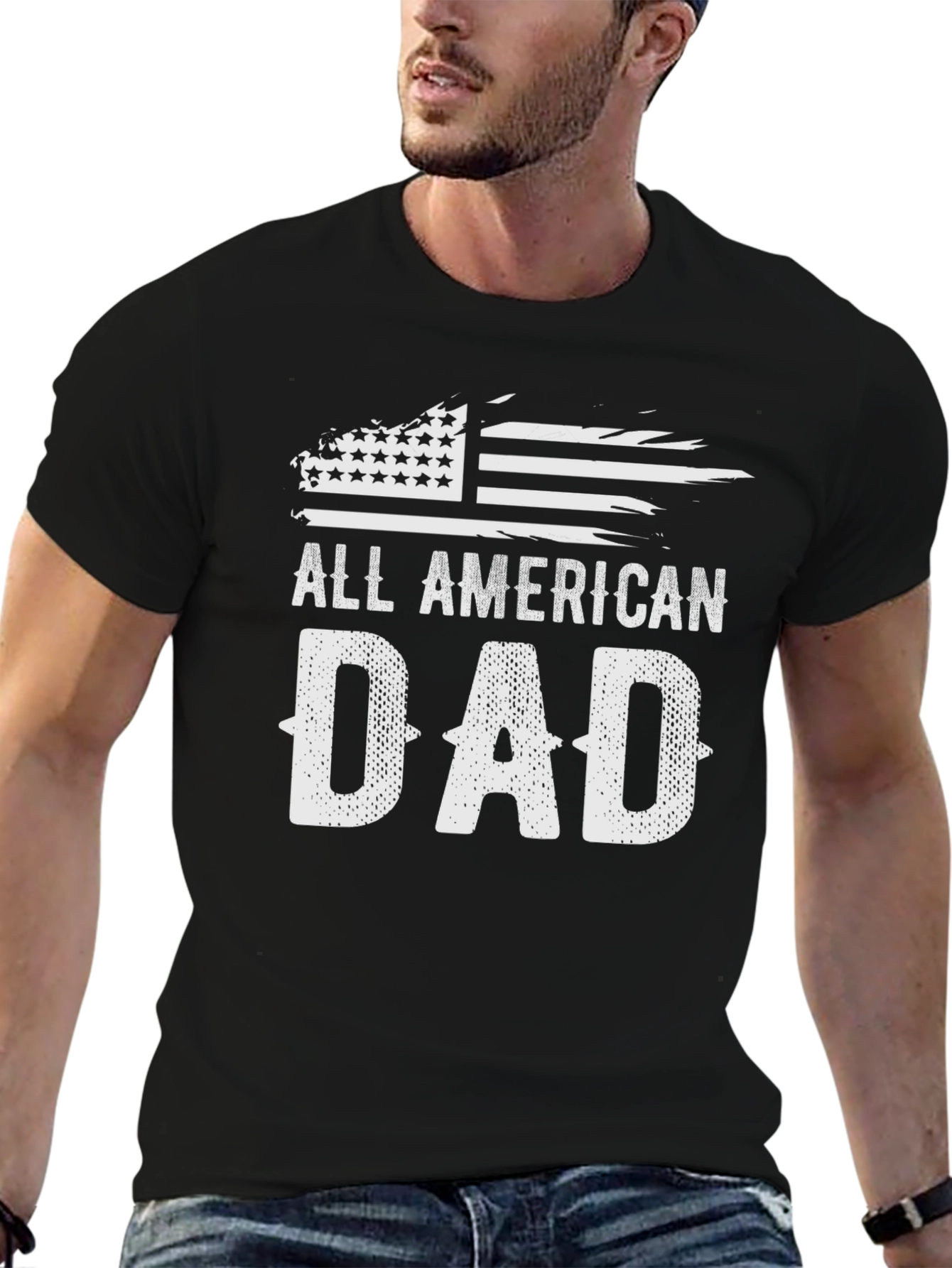 All American Dad Graphic Tee - Patriotic Fathers Day Shirt
