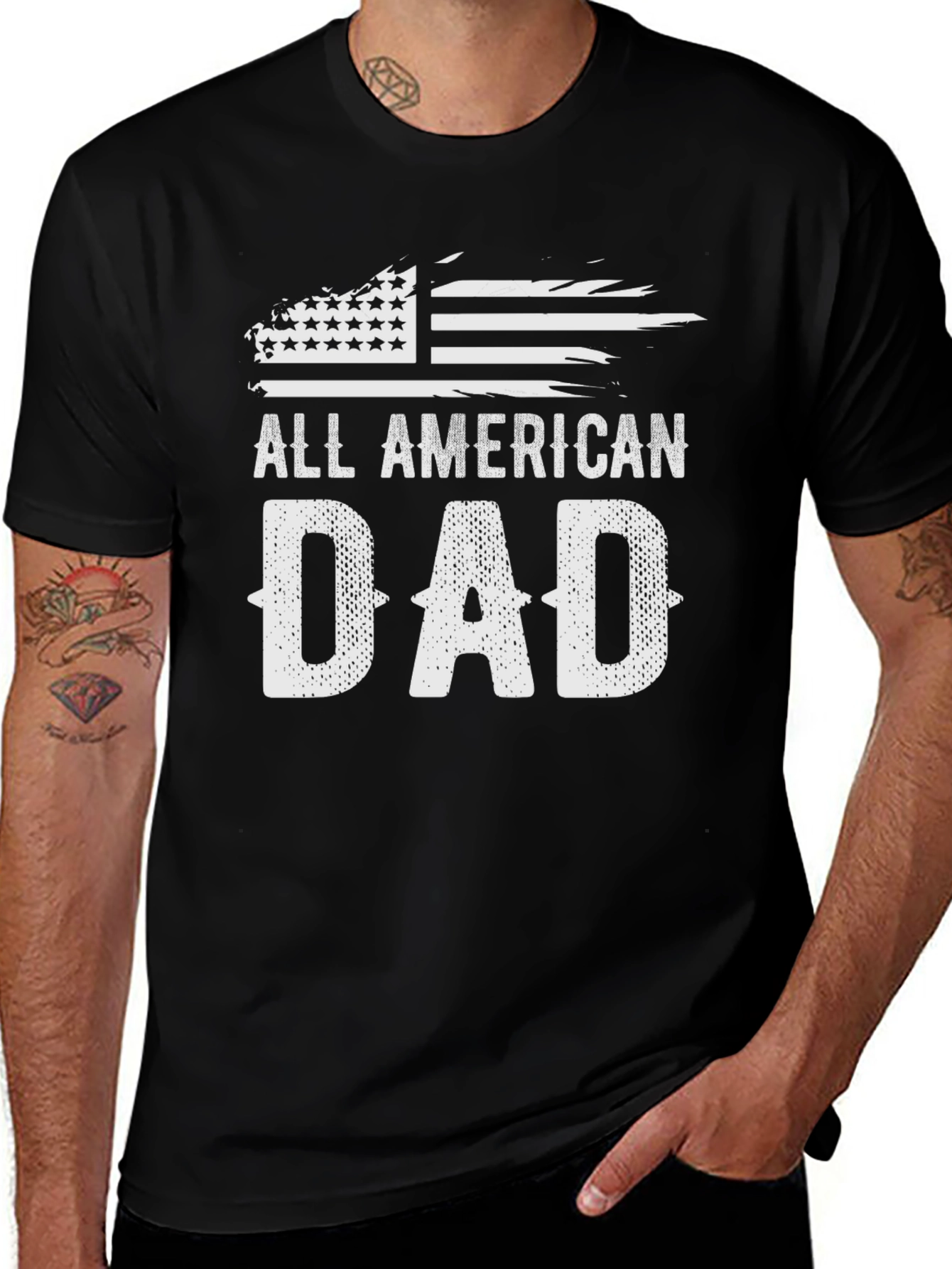 All American Dad Graphic Tee - Patriotic Fathers Day Shirt