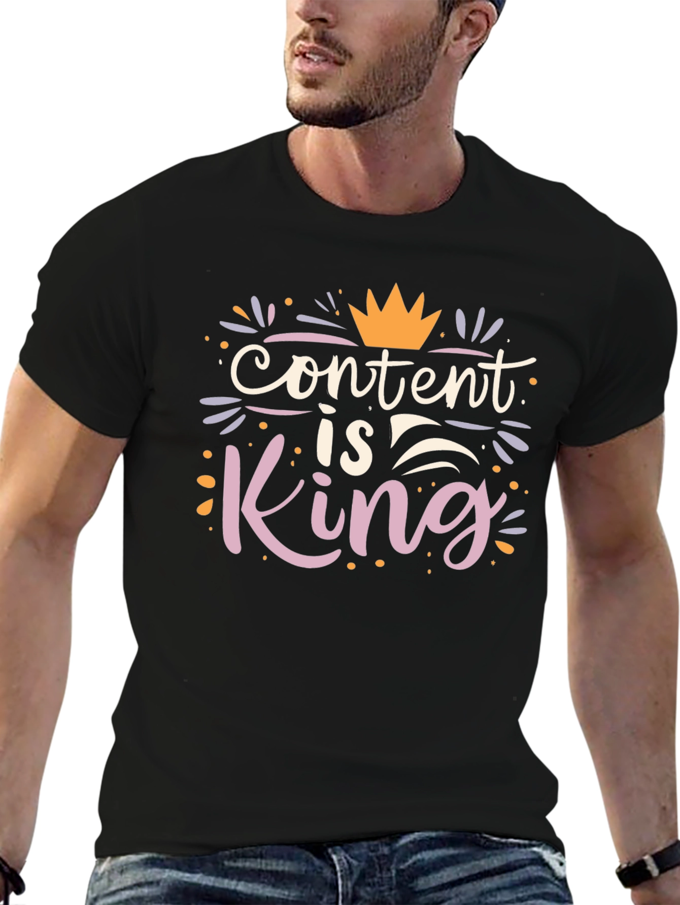 Content is King Graphic Tee - Trendy Black T-Shirt