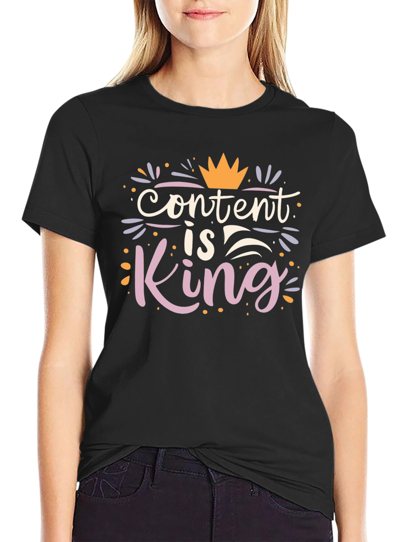 Content is King Graphic Tee - Trendy Black T-Shirt