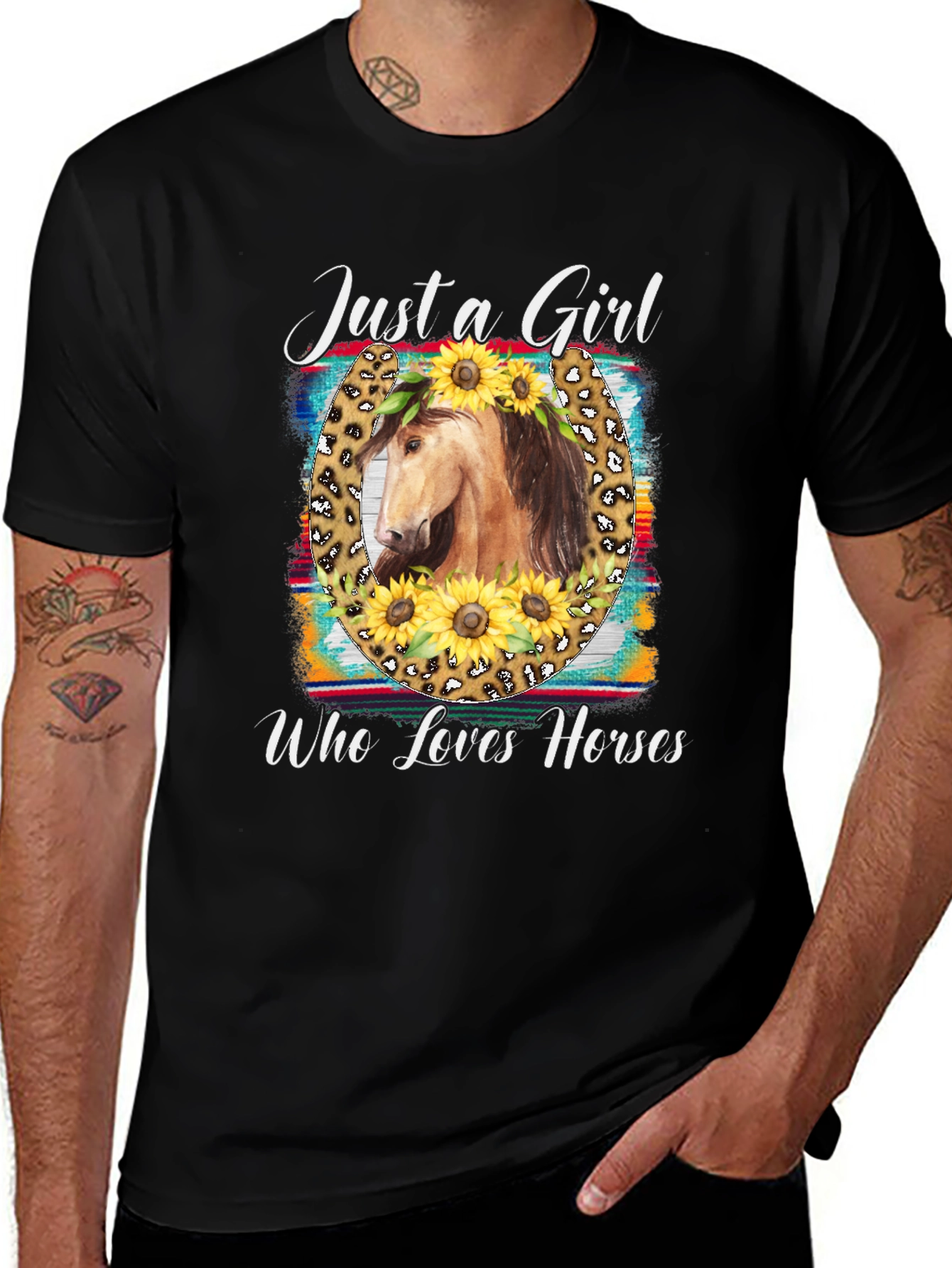 Just A Girl Who Loves Horses Black T-Shirt