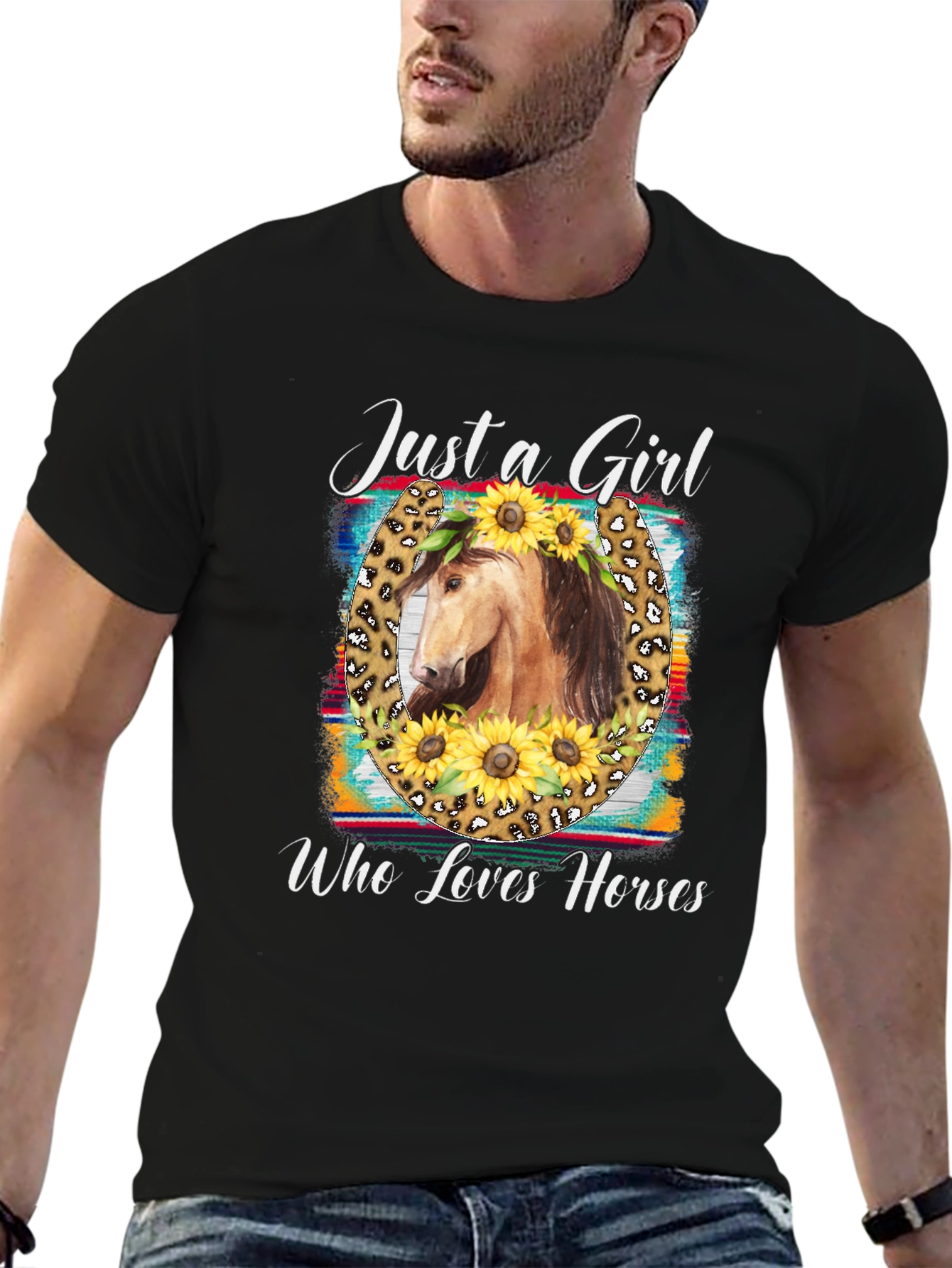 Just A Girl Who Loves Horses Black T-Shirt