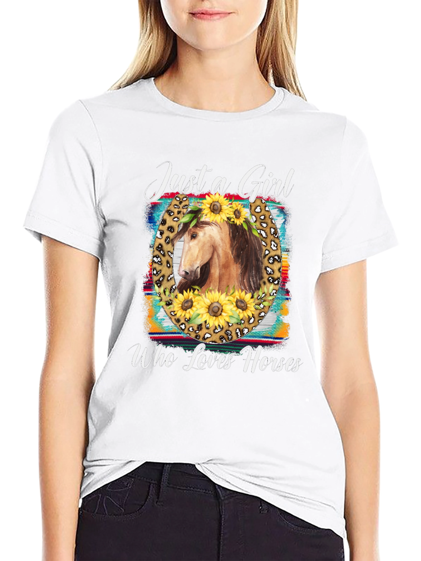 Just A Girl Who Loves Horses Black T-Shirt