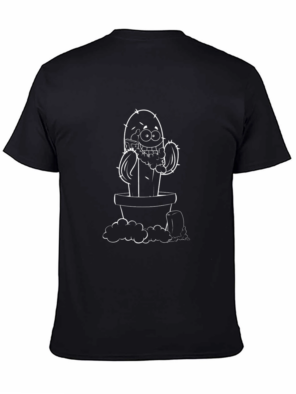 Funny Cactus Cartoon T-Shirt - Black