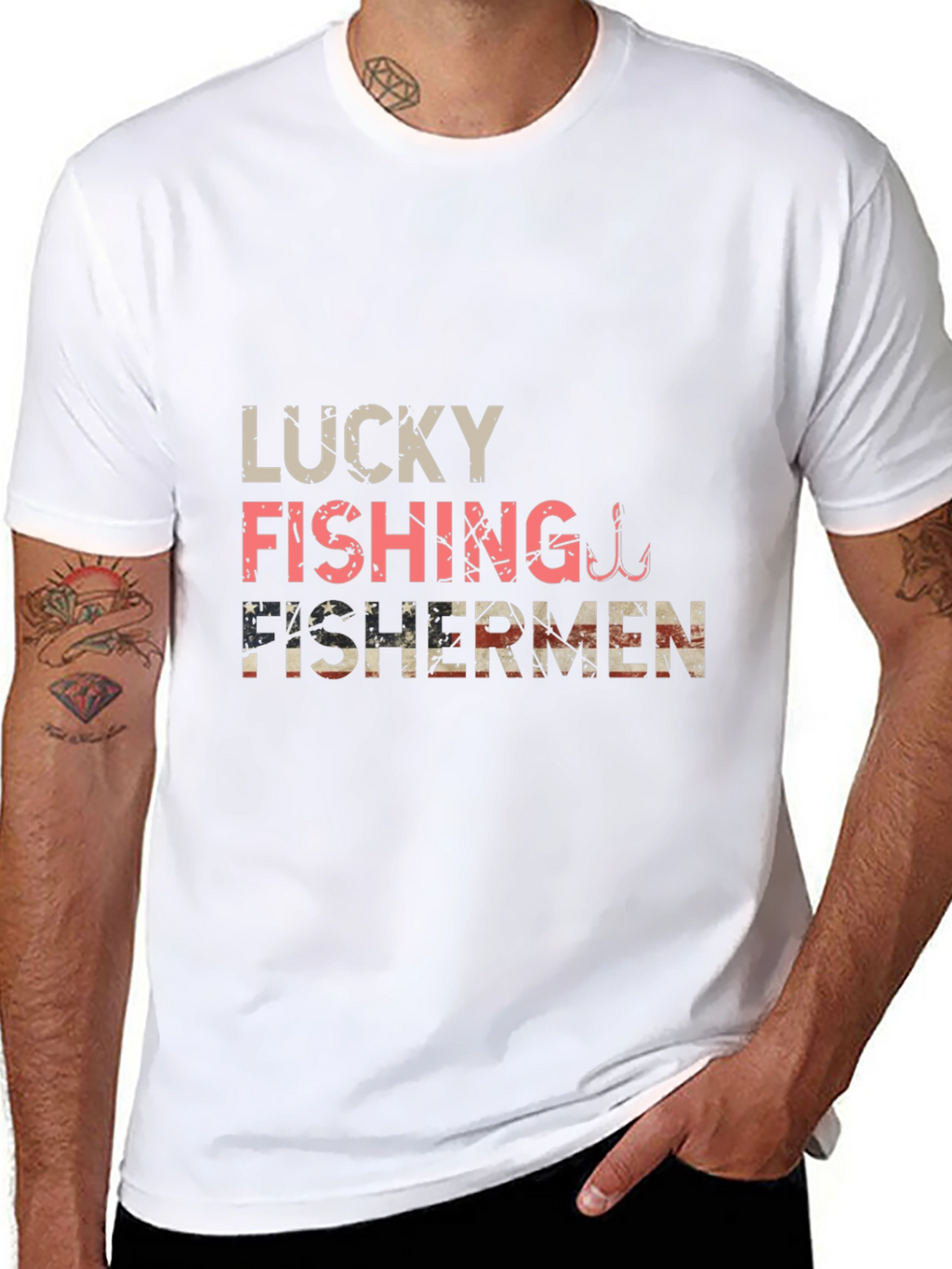 Lucky Fishing Fisherman Graphic Tee