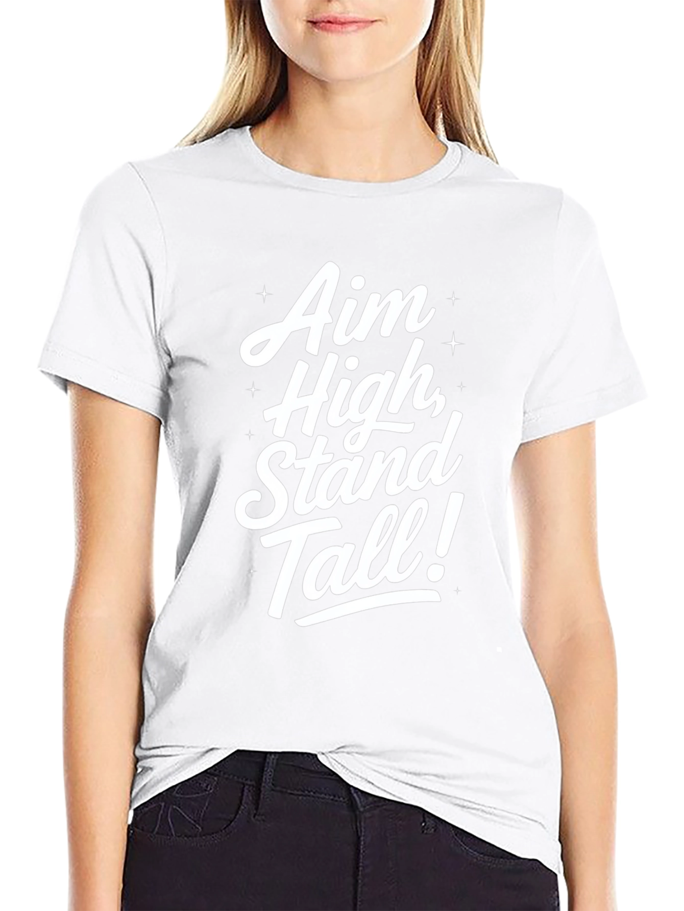 Aim High Stand Tall Graphic Tee - Inspiring Black T-Shirt
