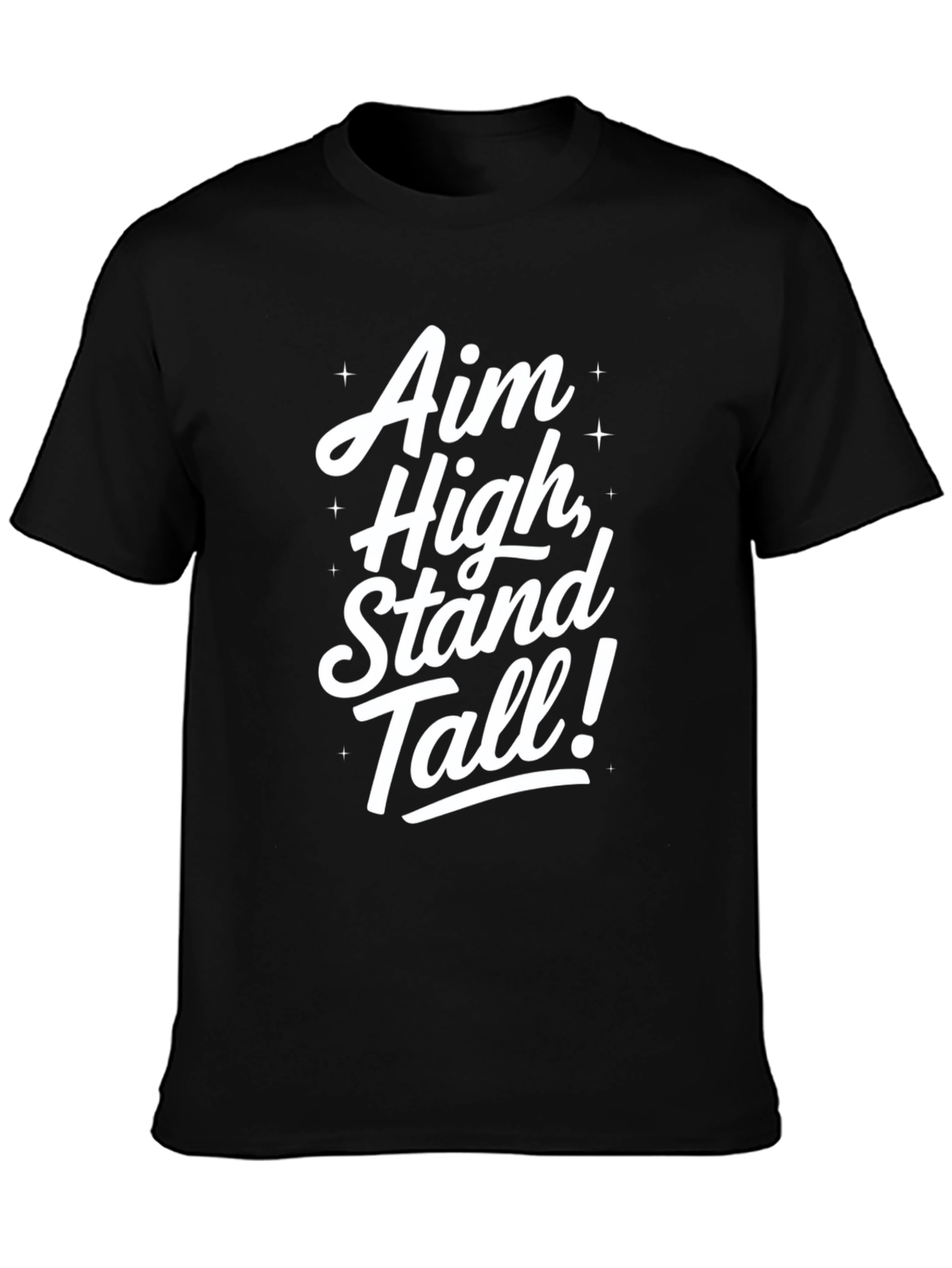 Aim High Stand Tall Graphic Tee - Inspiring Black T-Shirt