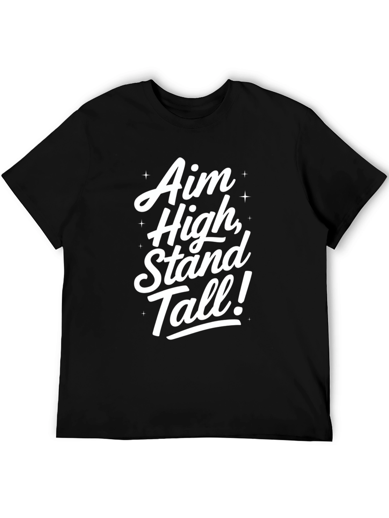 Aim High Stand Tall Graphic Tee - Inspiring Black T-Shirt