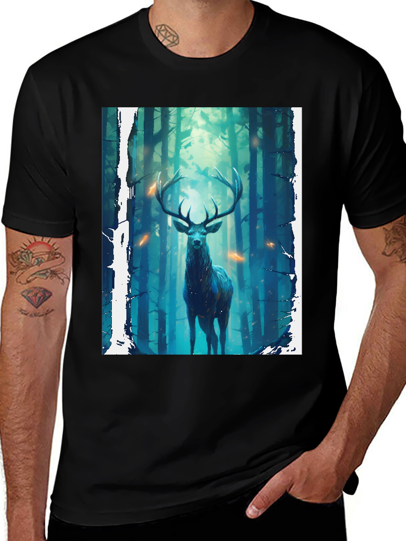 Mystic Forest Deer Graphic Tee - Nature Inspired Design