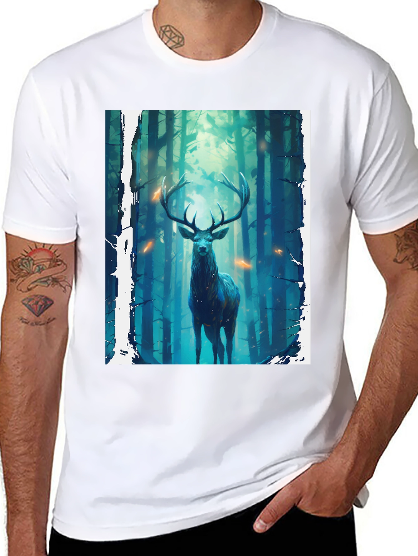Mystic Forest Deer Graphic Tee - Nature Inspired Design