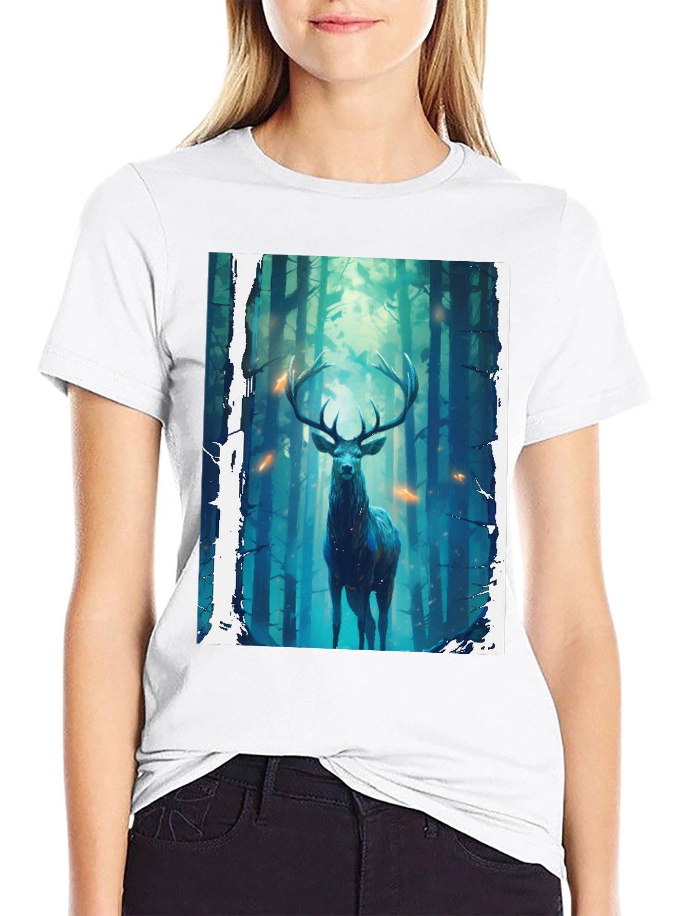 Mystic Forest Deer Graphic Tee - Nature Inspired Design