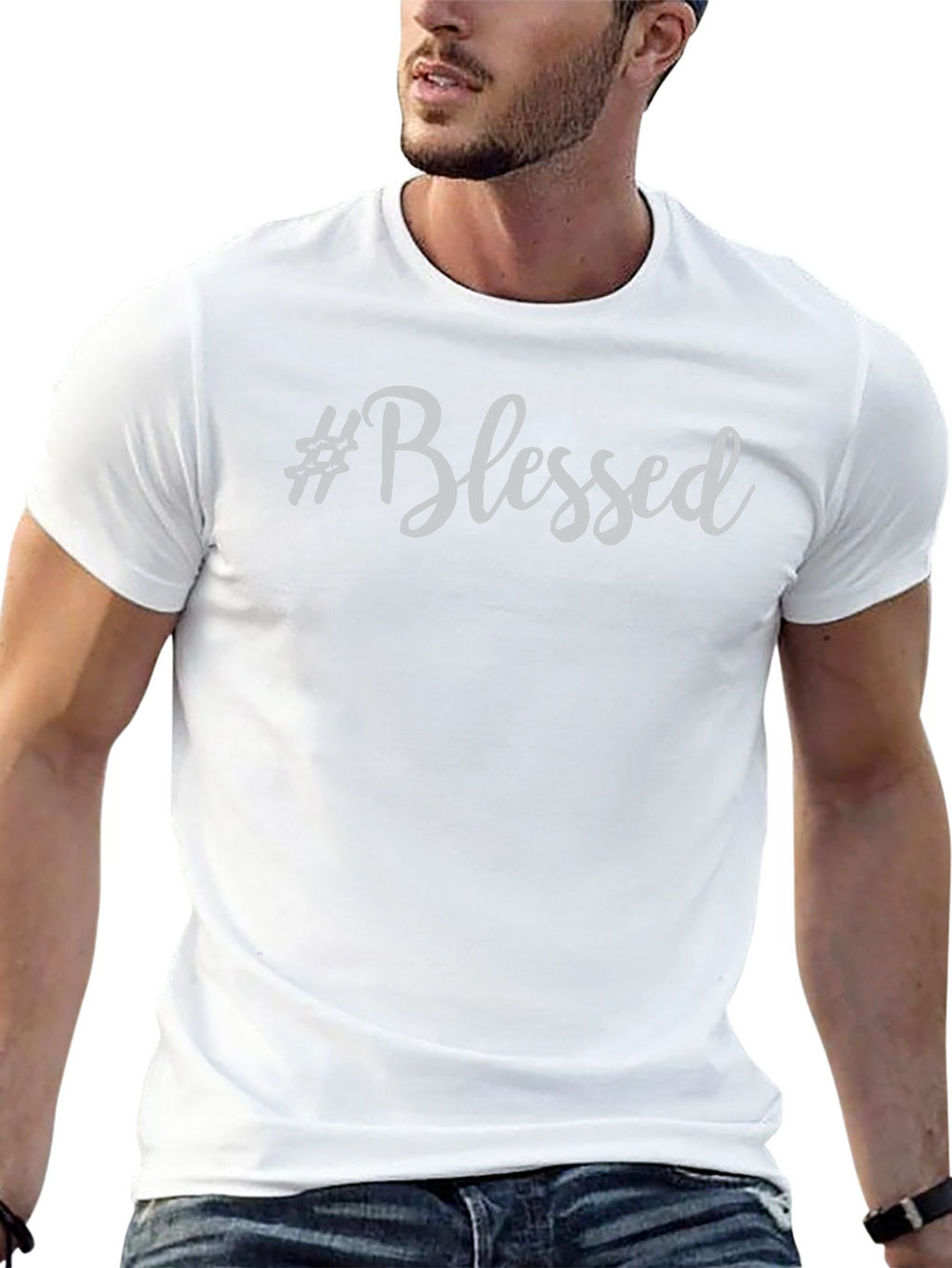 #Blessed Graphic Print Crew Neck T-Shirt