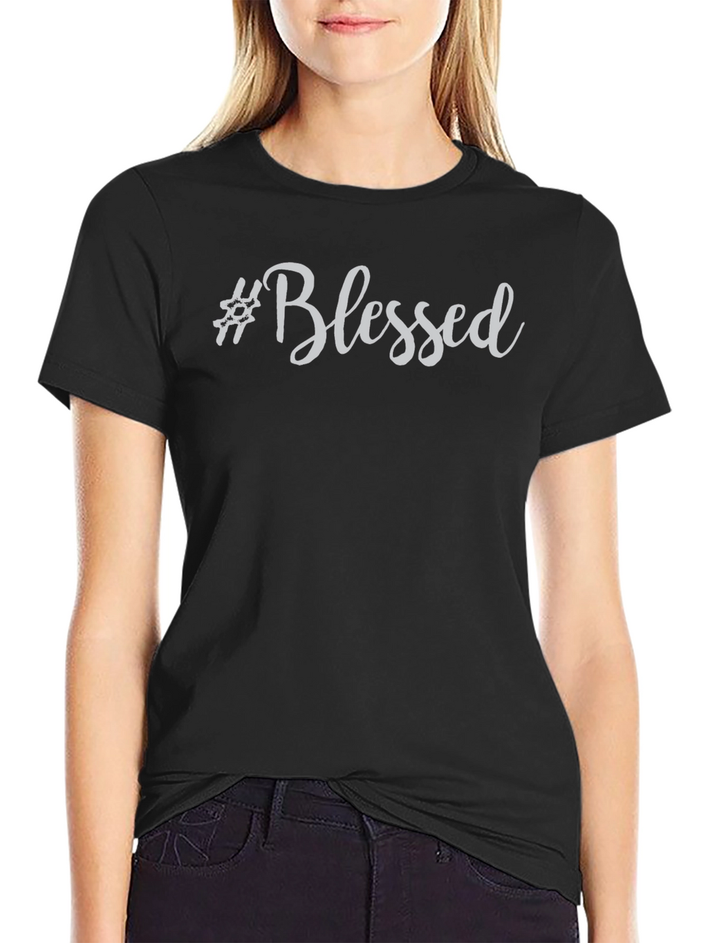 #Blessed Graphic Print Crew Neck T-Shirt