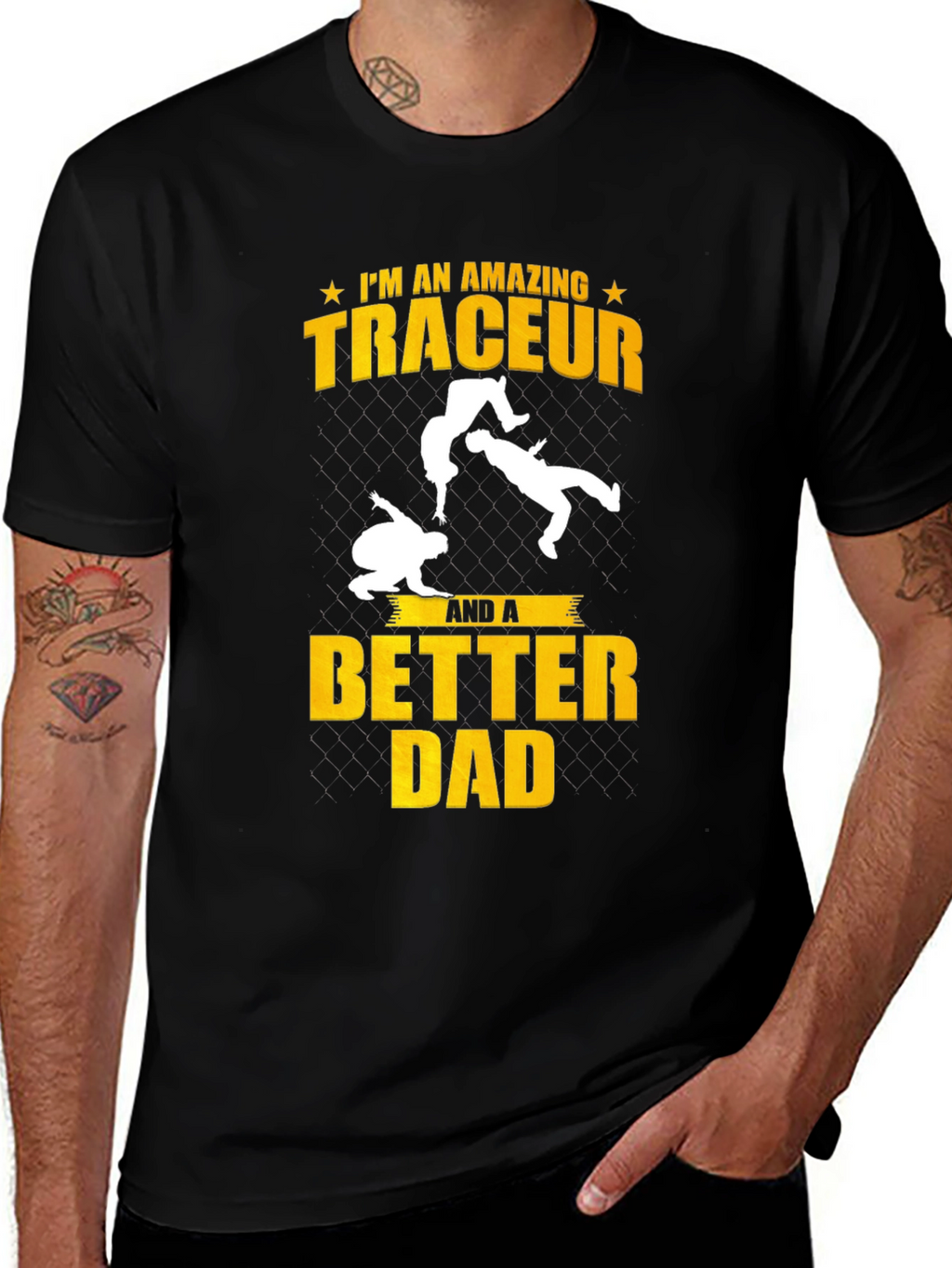 Amazing Traceur Better Dad Black T-Shirt