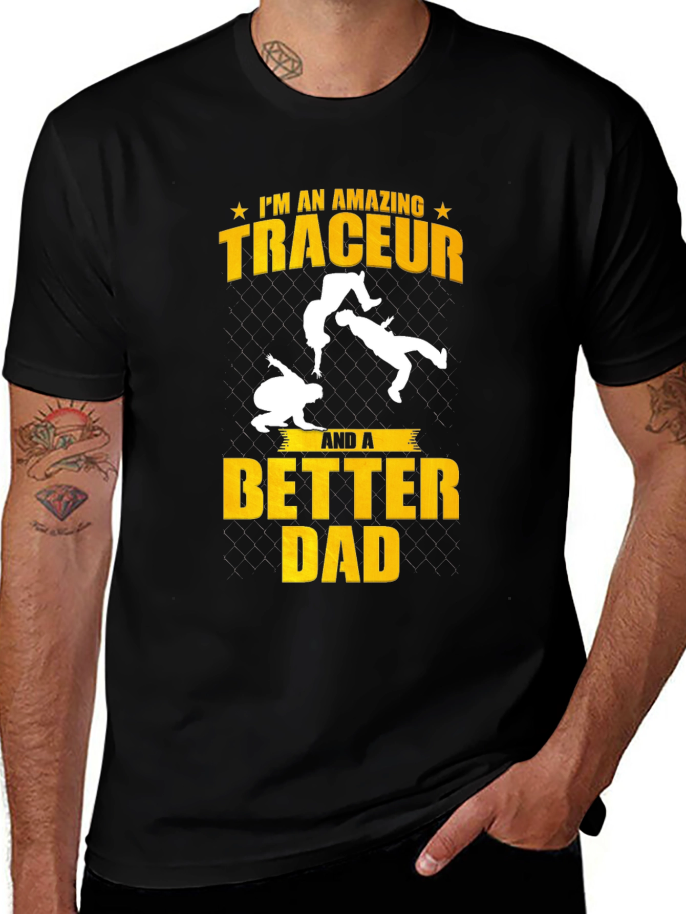 Amazing Traceur Better Dad Black T-Shirt