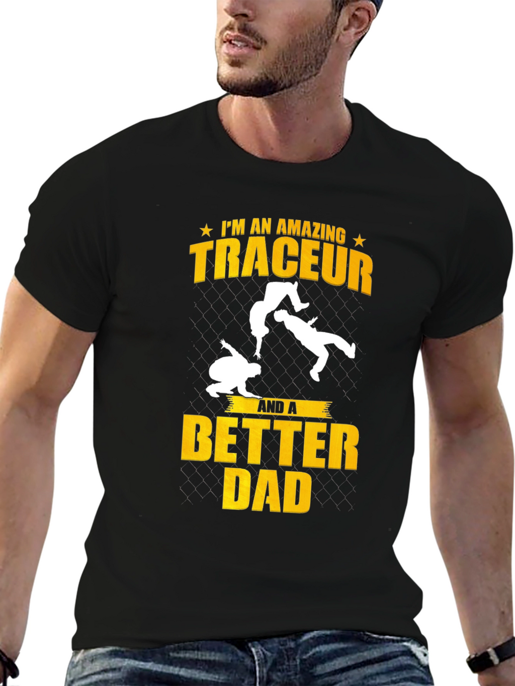Amazing Traceur Better Dad Black T-Shirt