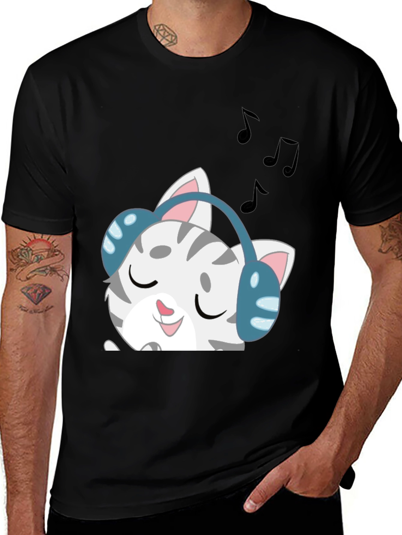 Cool Cat Headphones T-Shirt