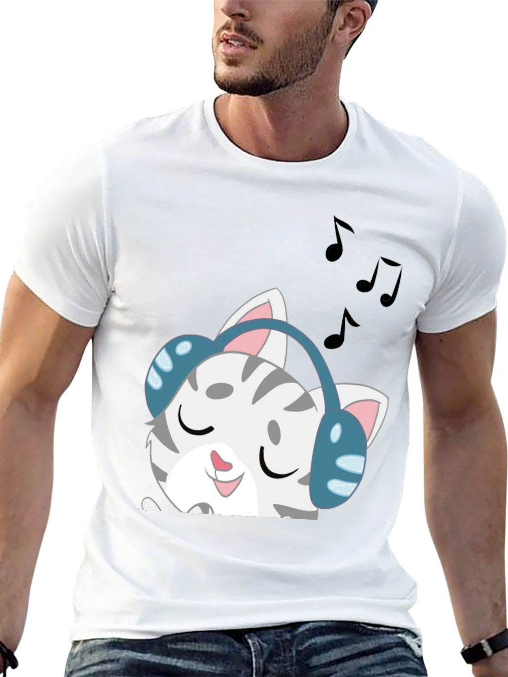 Cool Cat Headphones T-Shirt
