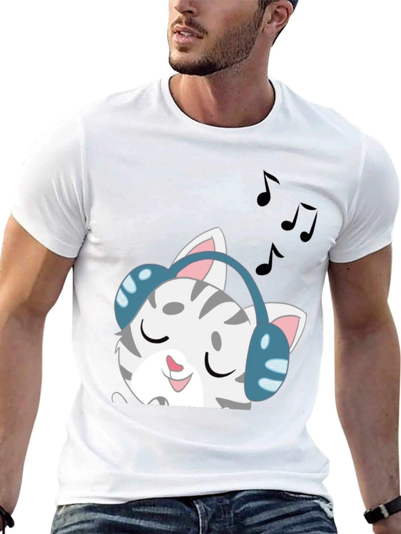 Cool Cat Headphones T-Shirt