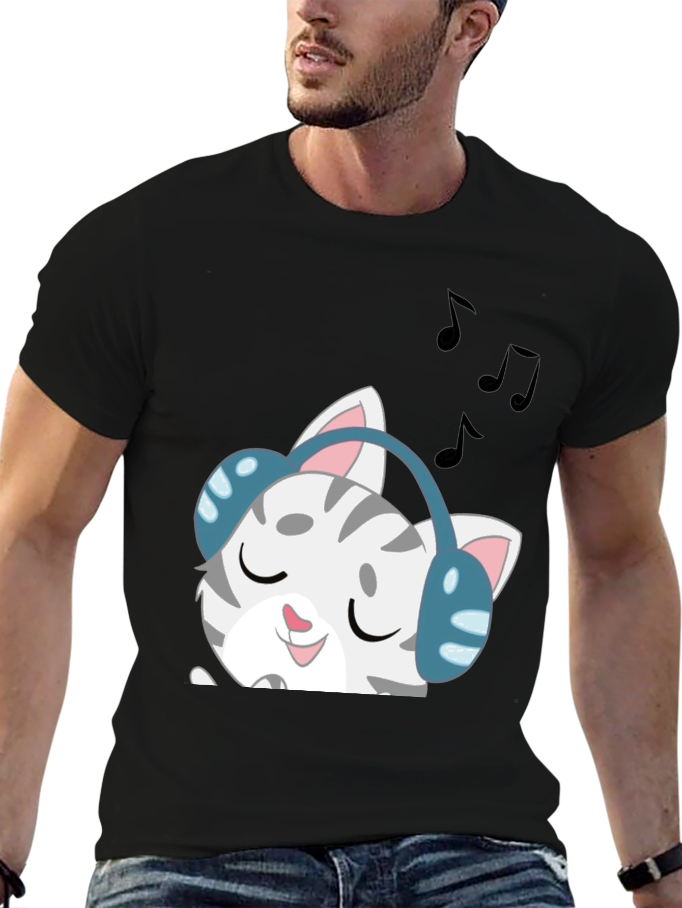 Cool Cat Headphones T-Shirt
