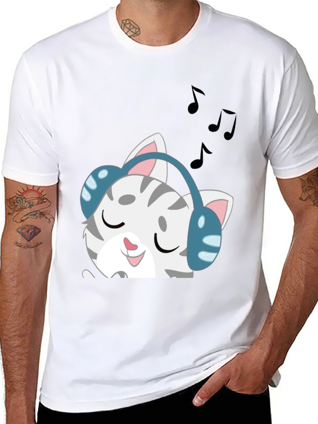 Cool Cat Headphones T-Shirt