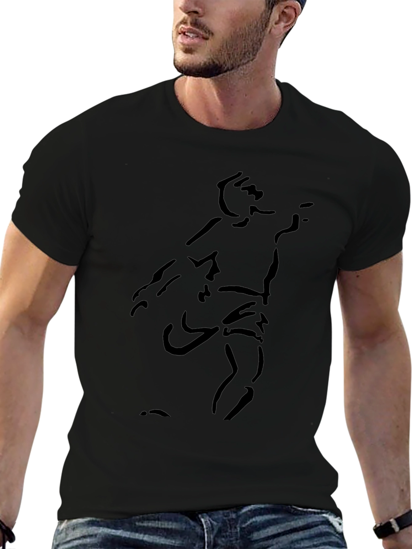 Minimalist Sketch Graphic Black T-Shirt
