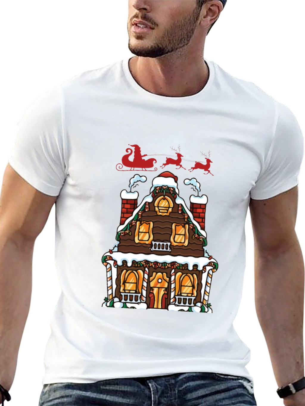 Festive Gingerbread House Christmas T-Shirt