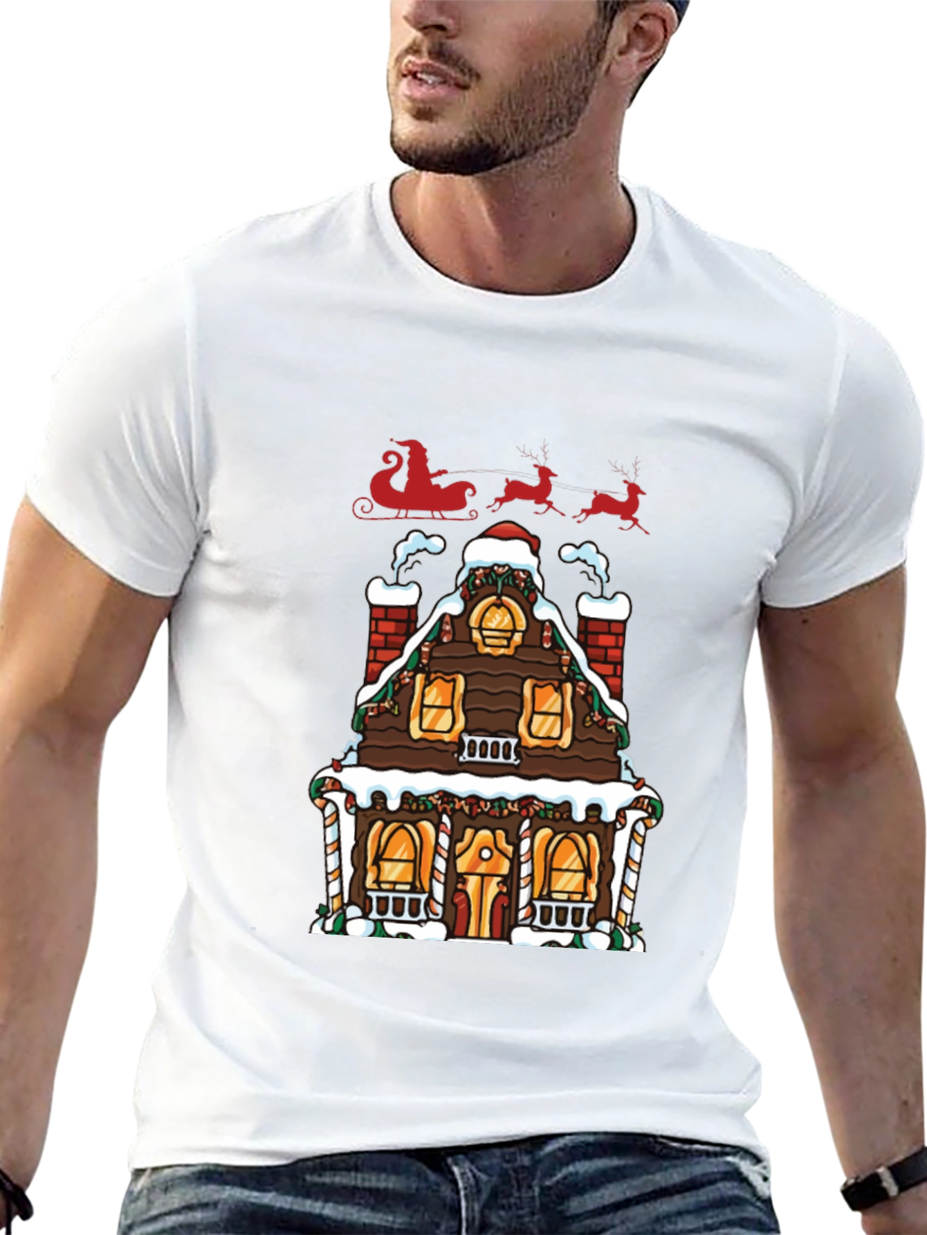 Festive Gingerbread House Christmas T-Shirt