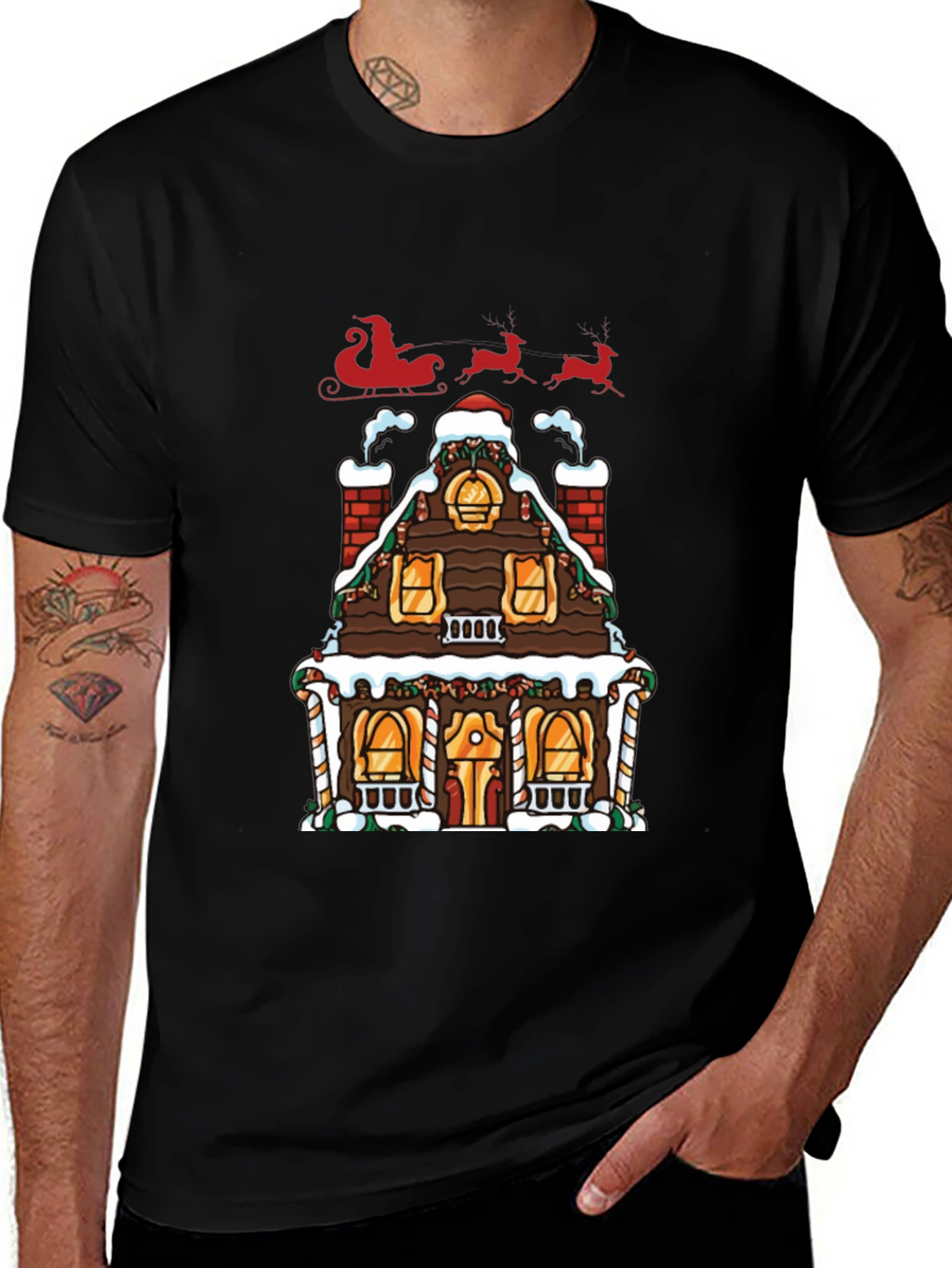 Festive Gingerbread House Christmas T-Shirt