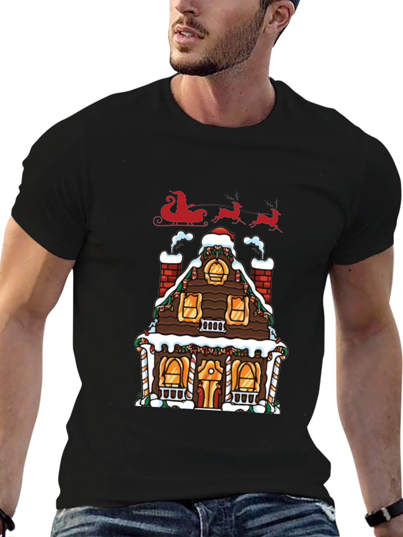 Festive Gingerbread House Christmas T-Shirt