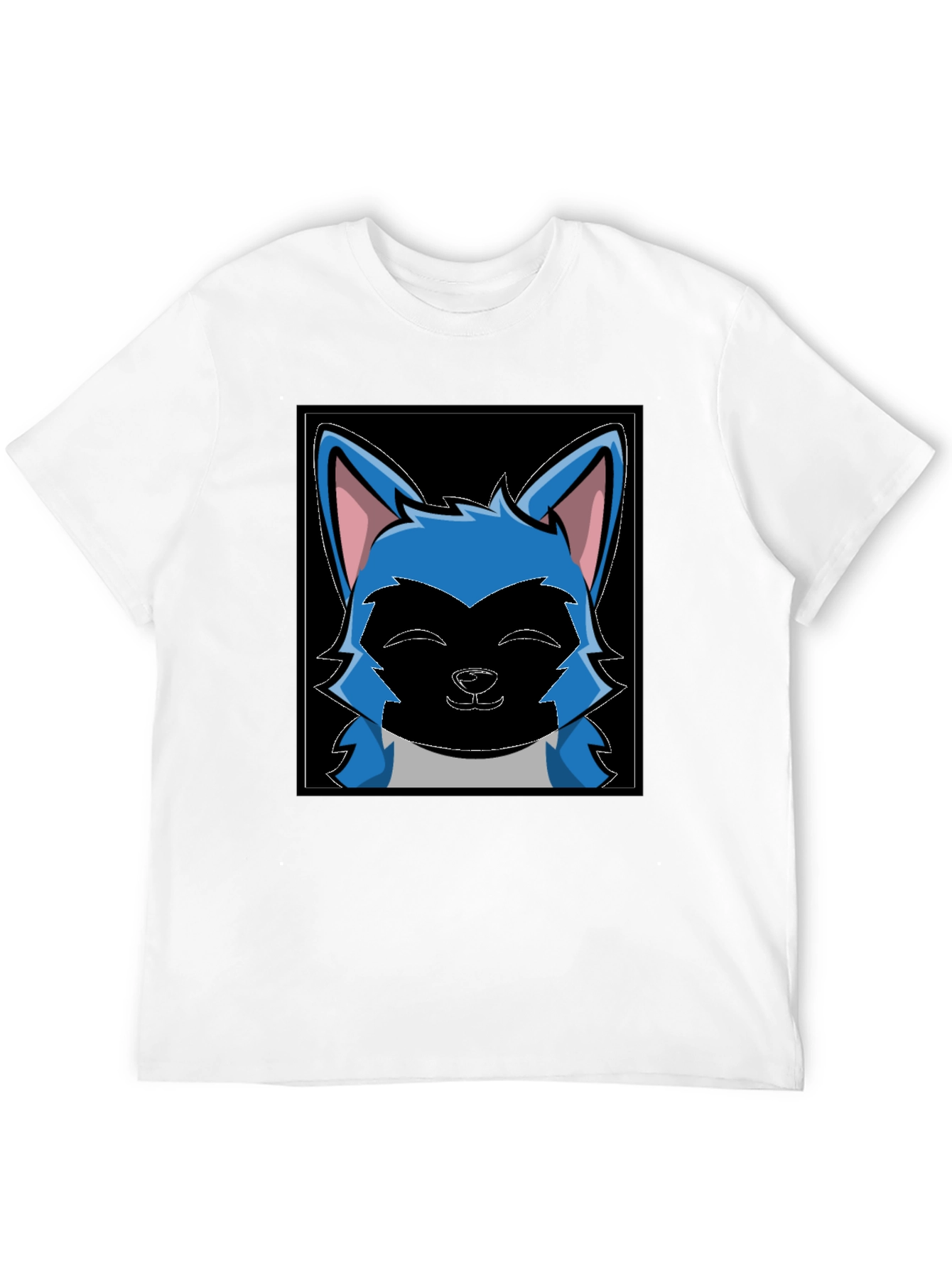 Cartoon Wolf Graphic Black T-Shirt