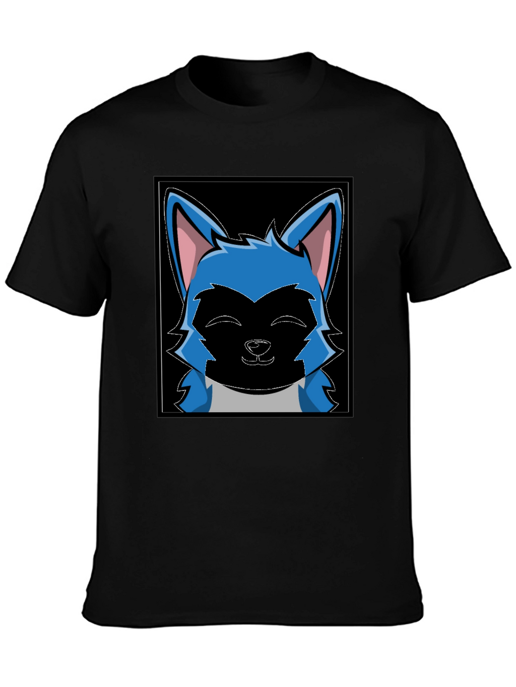 Cartoon Wolf Graphic Black T-Shirt