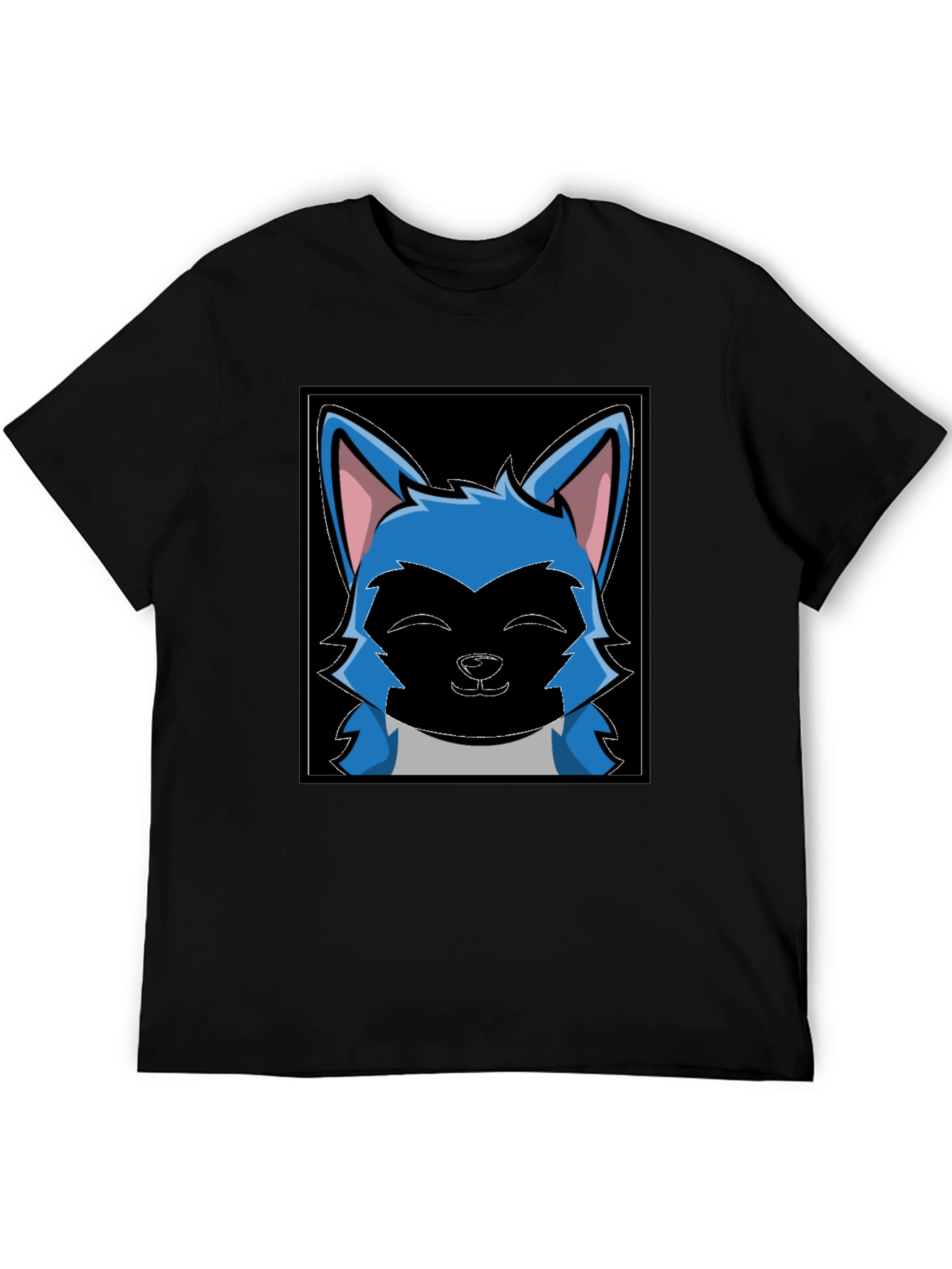 Cartoon Wolf Graphic Black T-Shirt