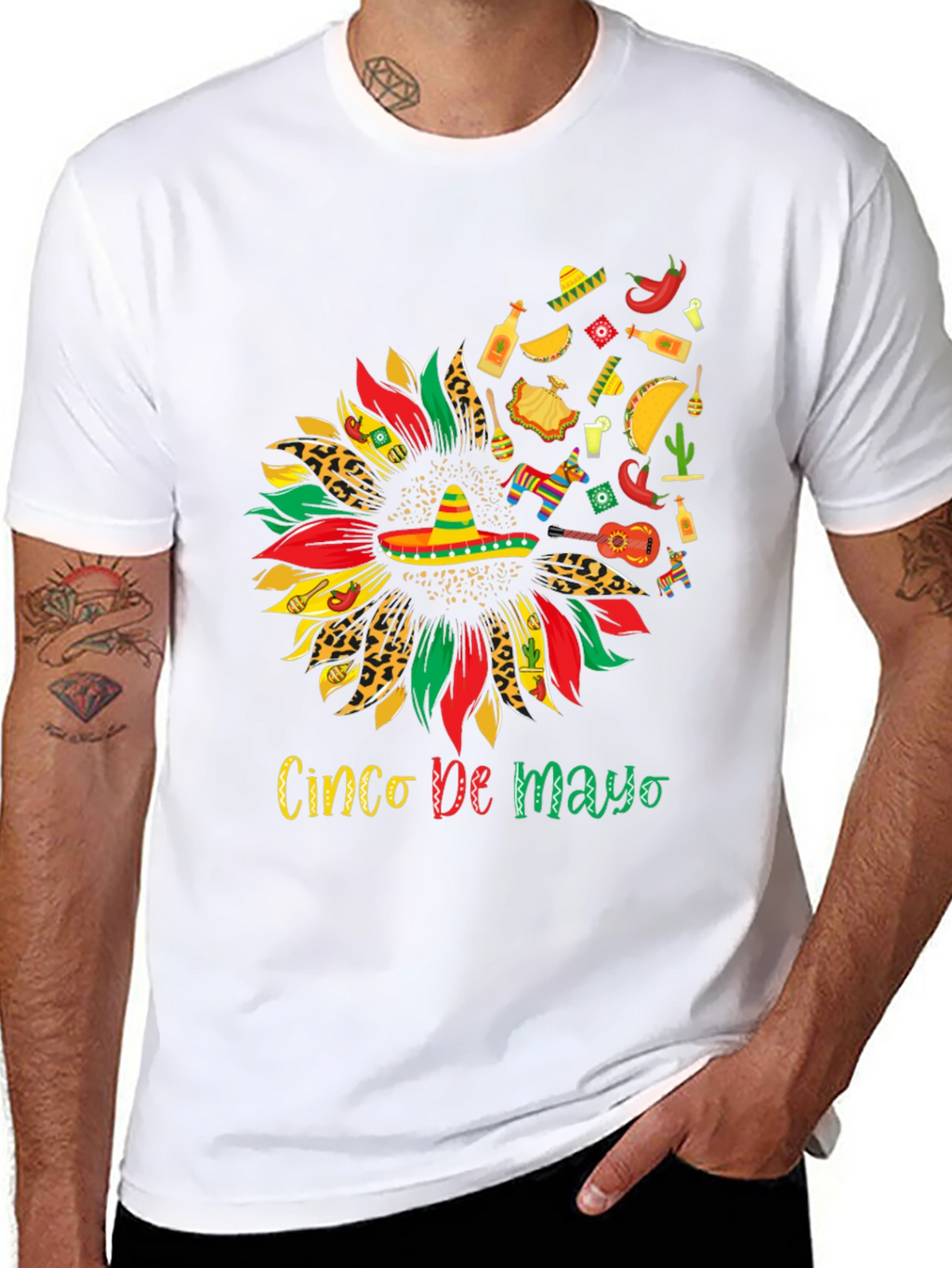 Cinco De Mayo Sunflower Graphic T-Shirt