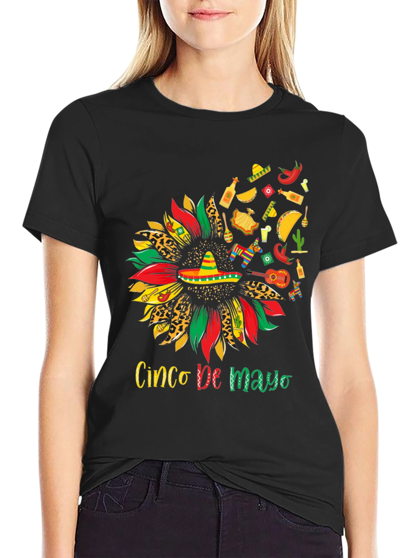 Cinco De Mayo Sunflower Graphic T-Shirt