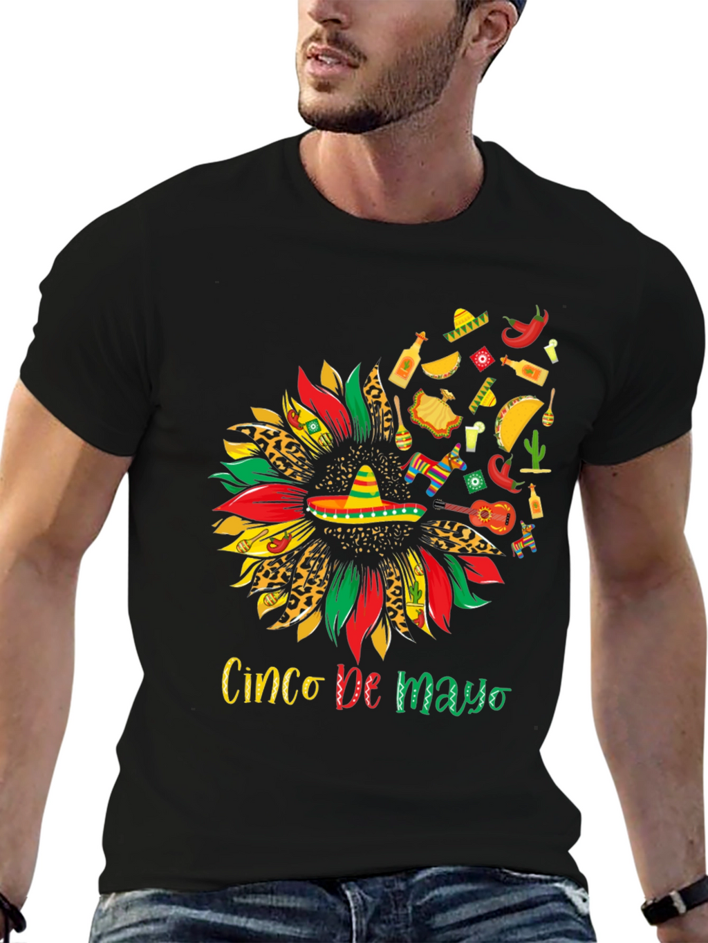 Cinco De Mayo Sunflower Graphic T-Shirt