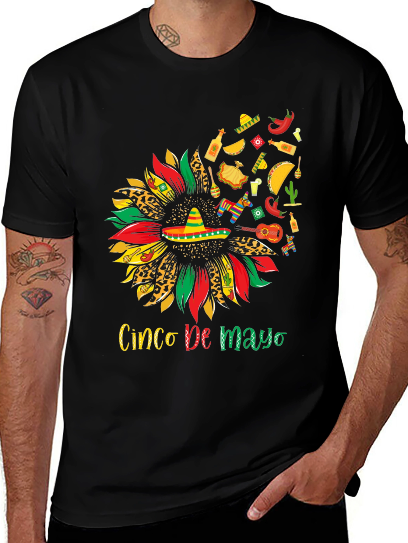 Cinco De Mayo Sunflower Graphic T-Shirt
