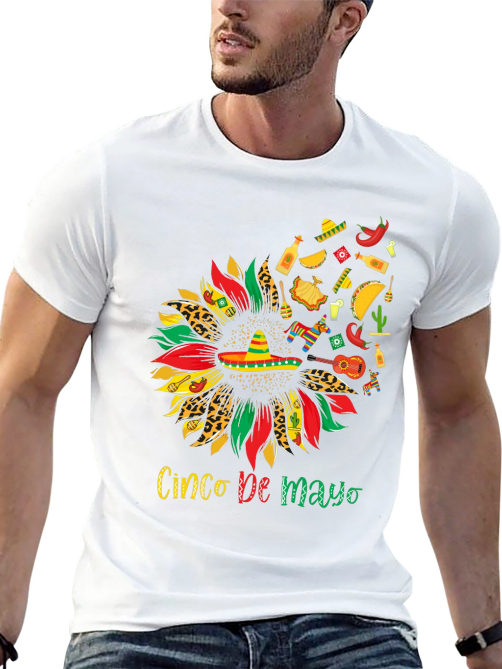 Cinco De Mayo Sunflower Graphic T-Shirt