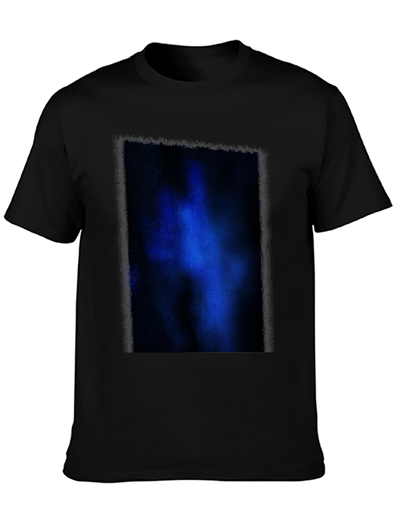 Black T-Shirt with Abstract Blue Graphic Print