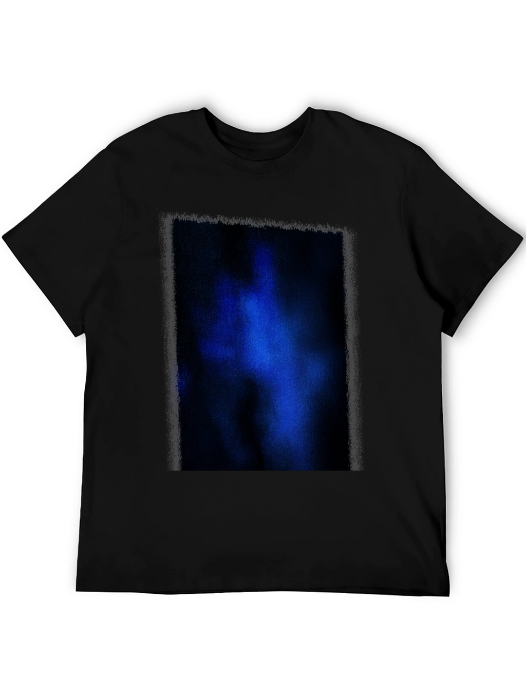 Black T-Shirt with Abstract Blue Graphic Print