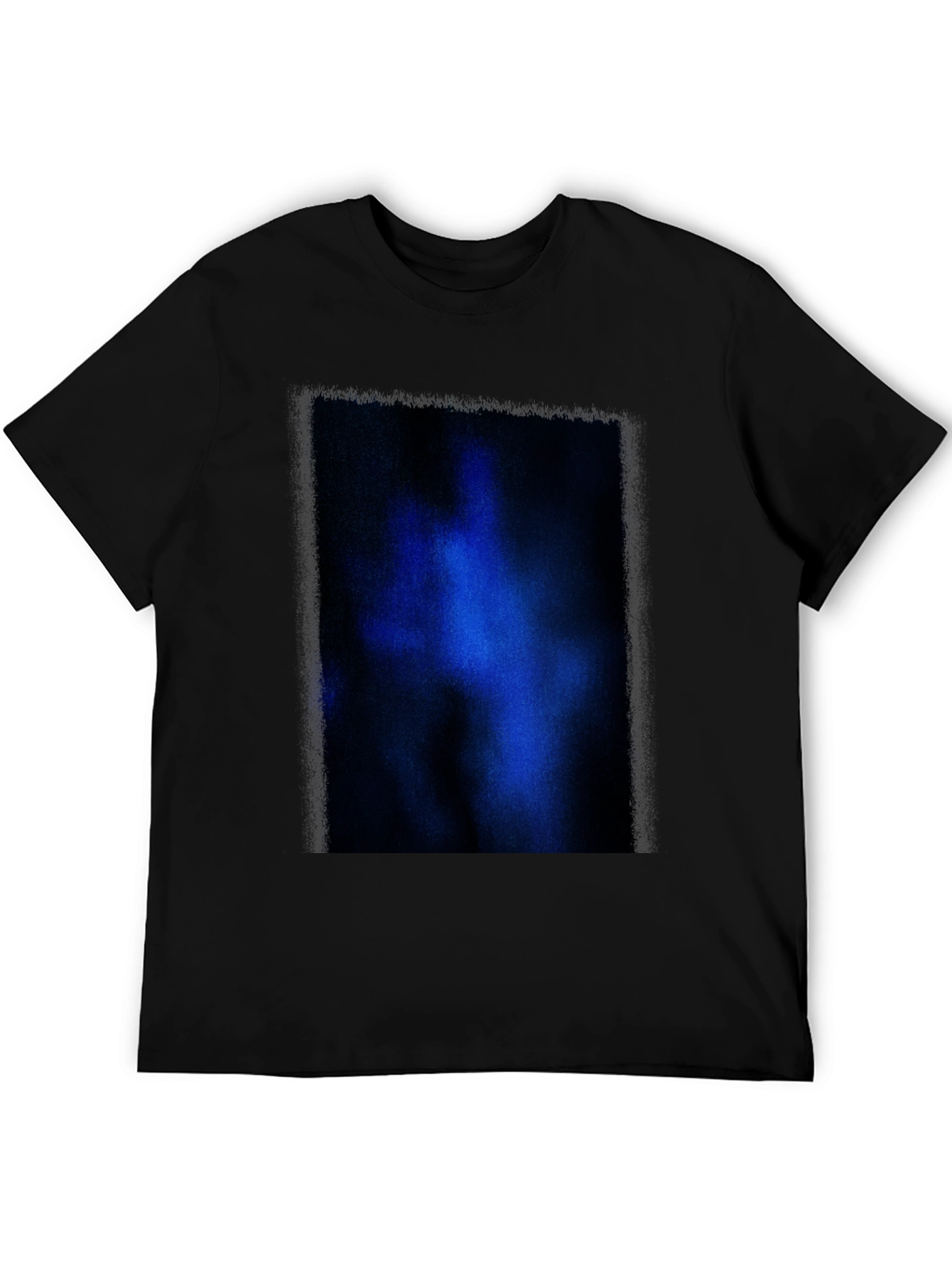Black T-Shirt with Abstract Blue Graphic Print