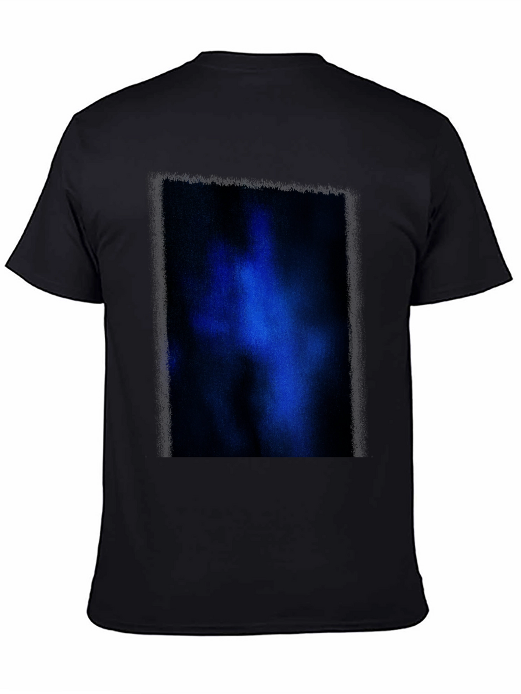 Black T-Shirt with Abstract Blue Graphic Print