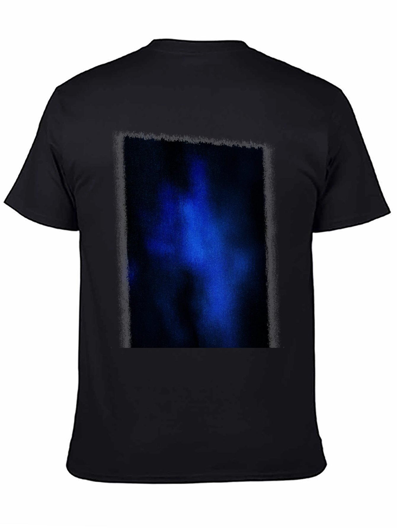 Black T-Shirt with Abstract Blue Graphic Print