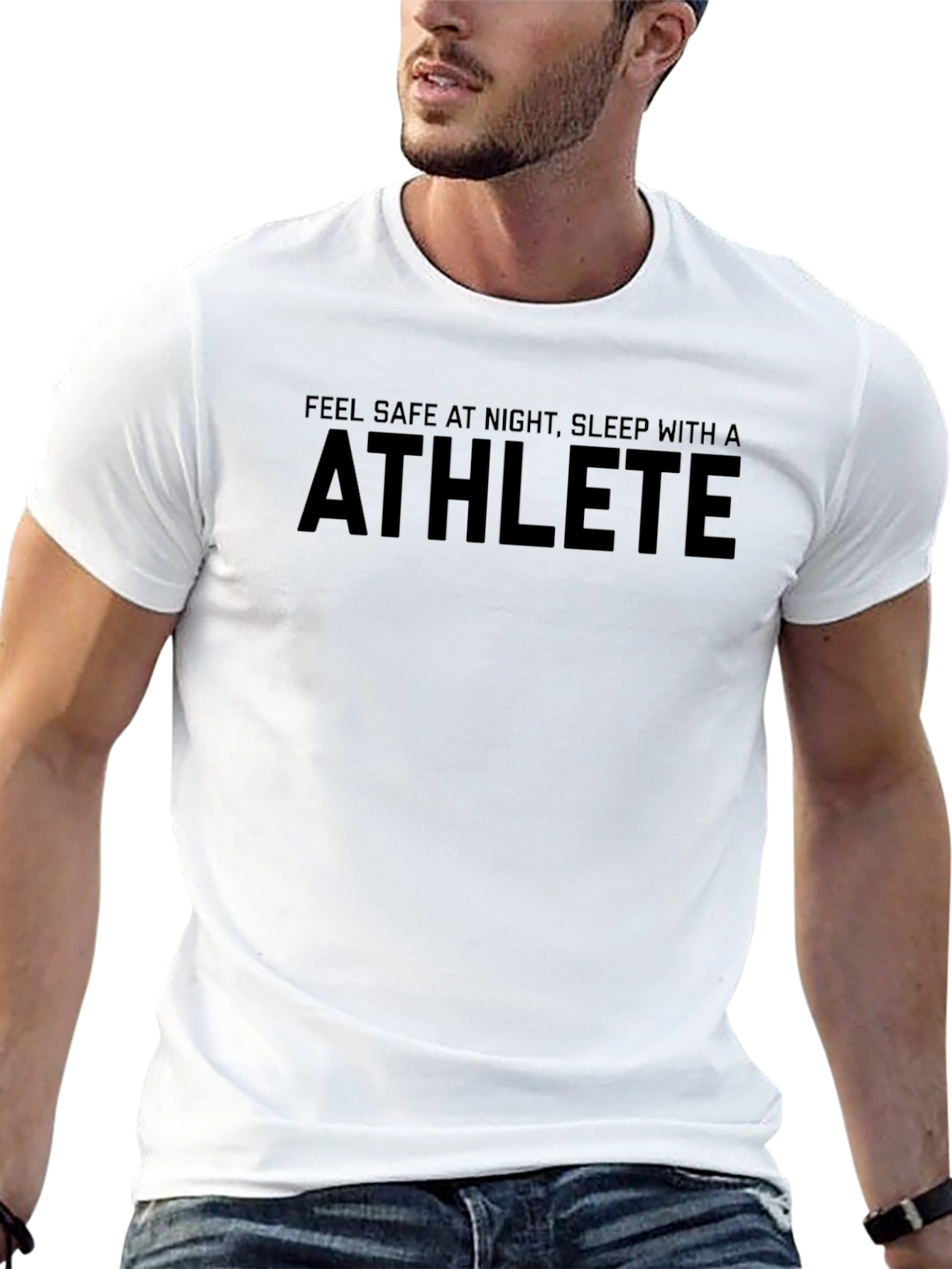 Athlete Graphic Tee - Feel Safe at Night Slogan