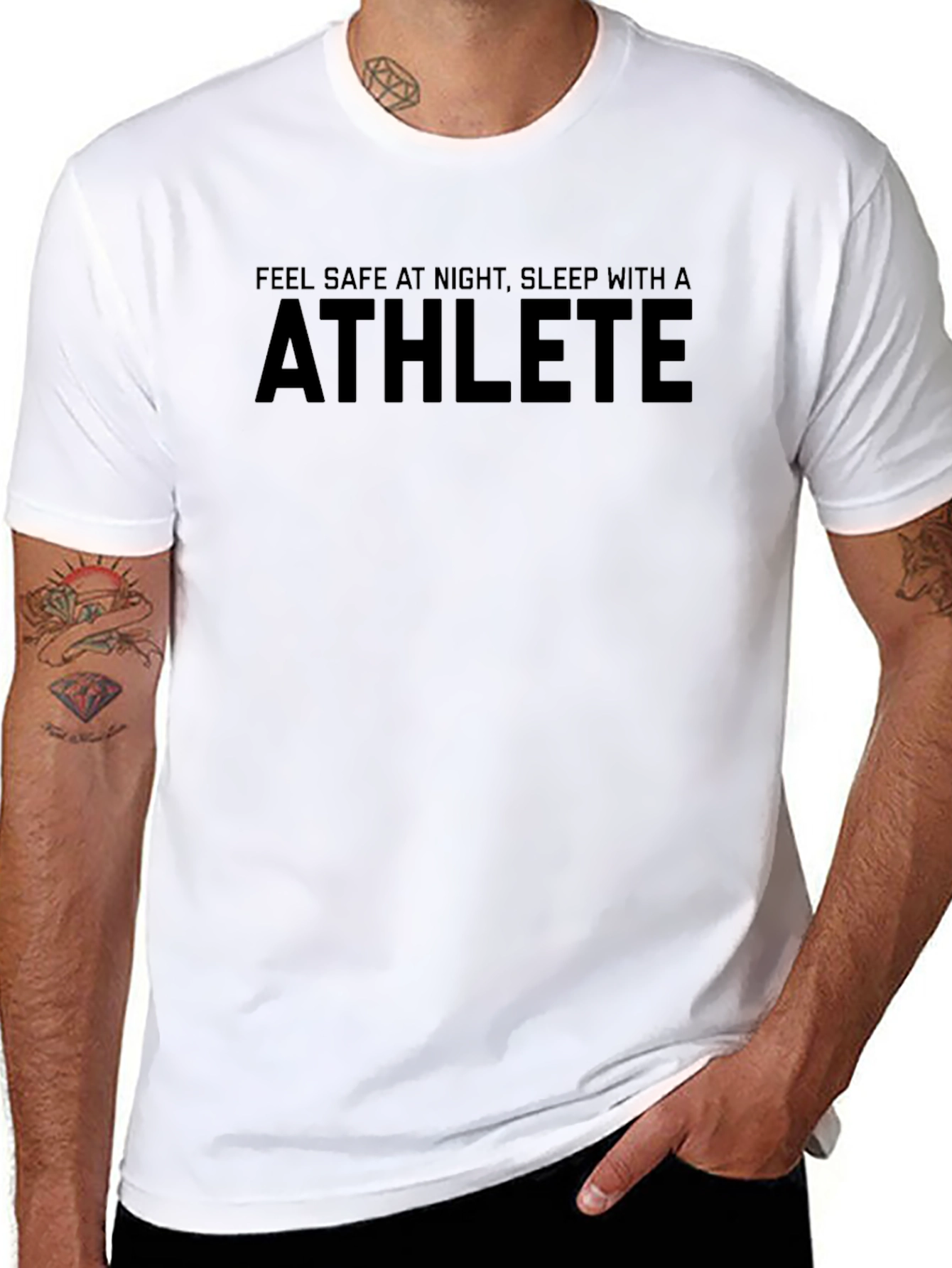 Athlete Graphic Tee - Feel Safe at Night Slogan