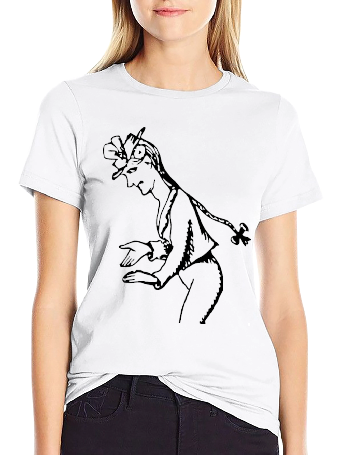 Elegant Black T-Shirt with Sketch Graphic