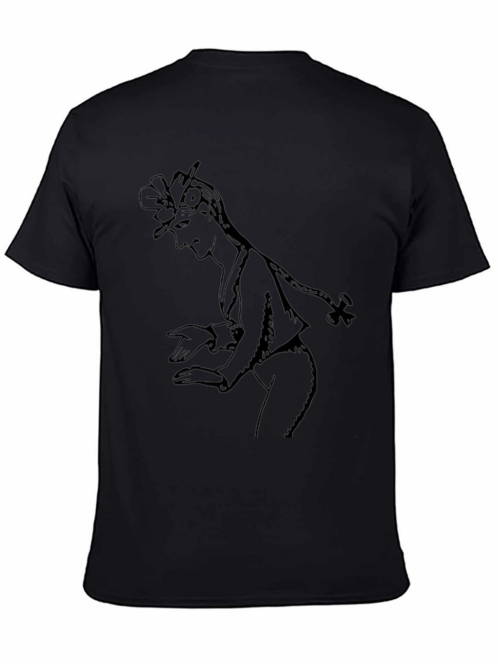 Elegant Black T-Shirt with Sketch Graphic