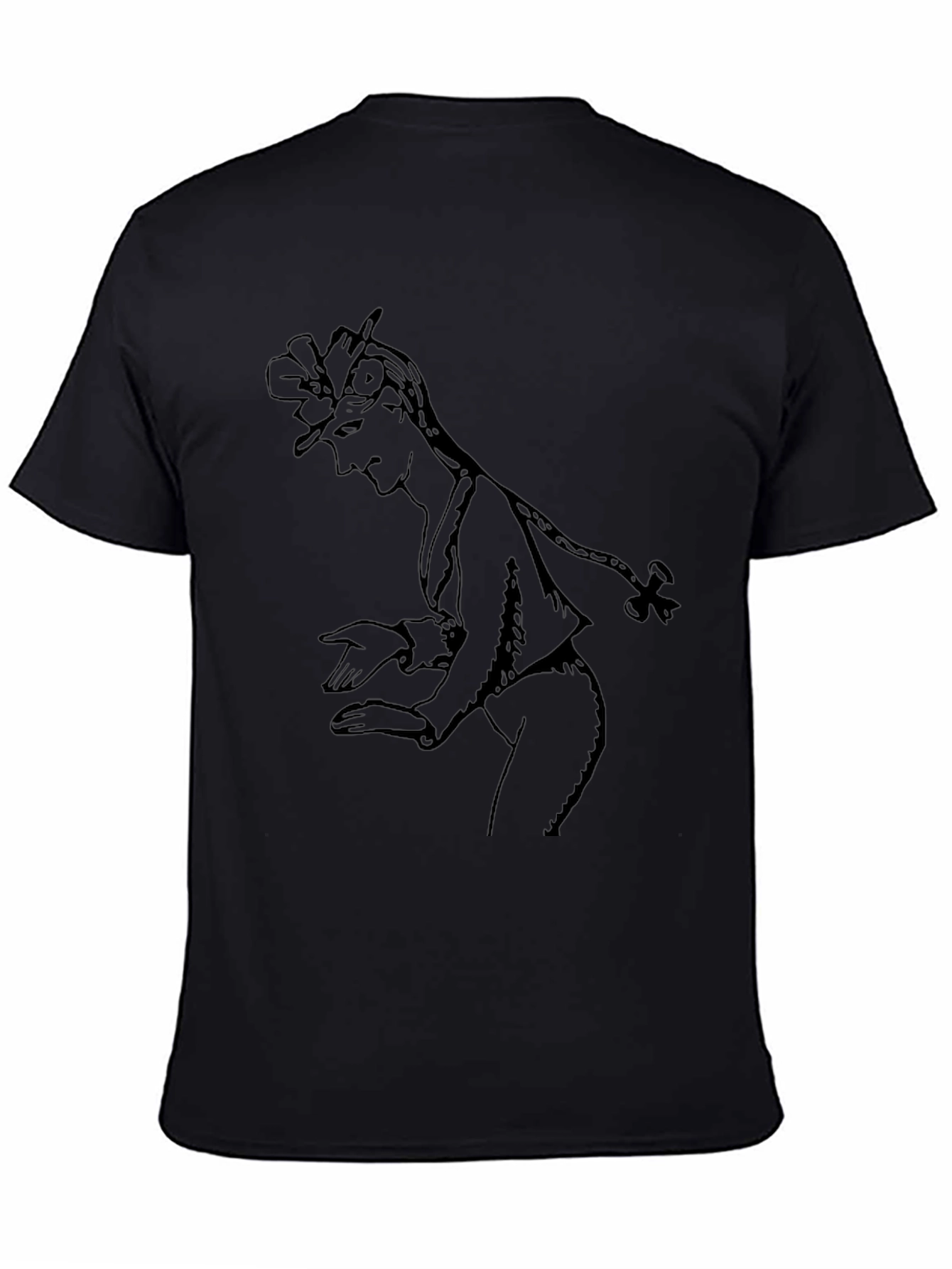 Elegant Black T-Shirt with Sketch Graphic